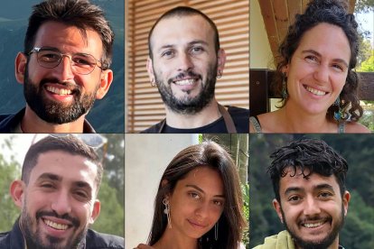 The six hostages executed by Hamas in Rafah.