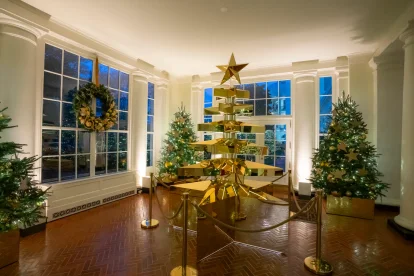 El primer árbol de Navidad que se exhibe en la visita a la Casa Blanca está dedicado a las familias de las Estrellas Doradas.