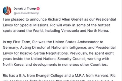 Publicación del presidente electo, Donald Trump