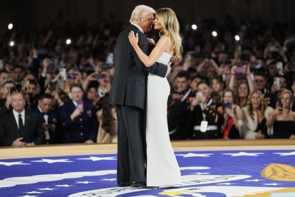 Donald and Melania Trump, at the 2025 presidential ball