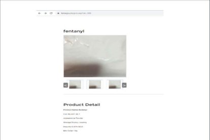 Image from a DOJ complaint against Henan Ruijiu showing the sale of fentanyl on its website.
