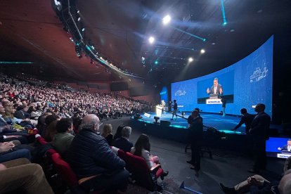 Santiago Abascal, líder de VOX, habla en la reunión de Patriotas por Europa