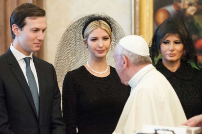 Jared Kushner, Melania and Ivanka Trump with Francis at the Vatican.
