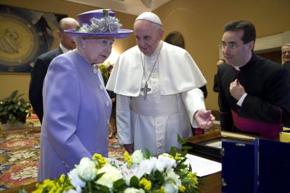 Queen Elizabeth II on a visit to the Vatican.