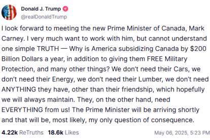 Trump's message on Truth Social