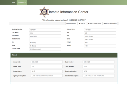 Registro de la detención de Lil Nas X
