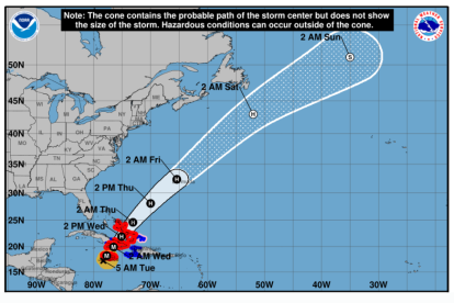 Trayecto del huracán Melissa