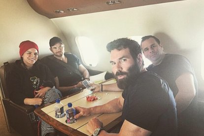Dan Bilzerian (front right), on a private jet.