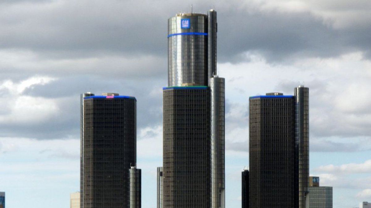 Sede principal de General Motors en Detroit (Michigan). Imagen de archivo.