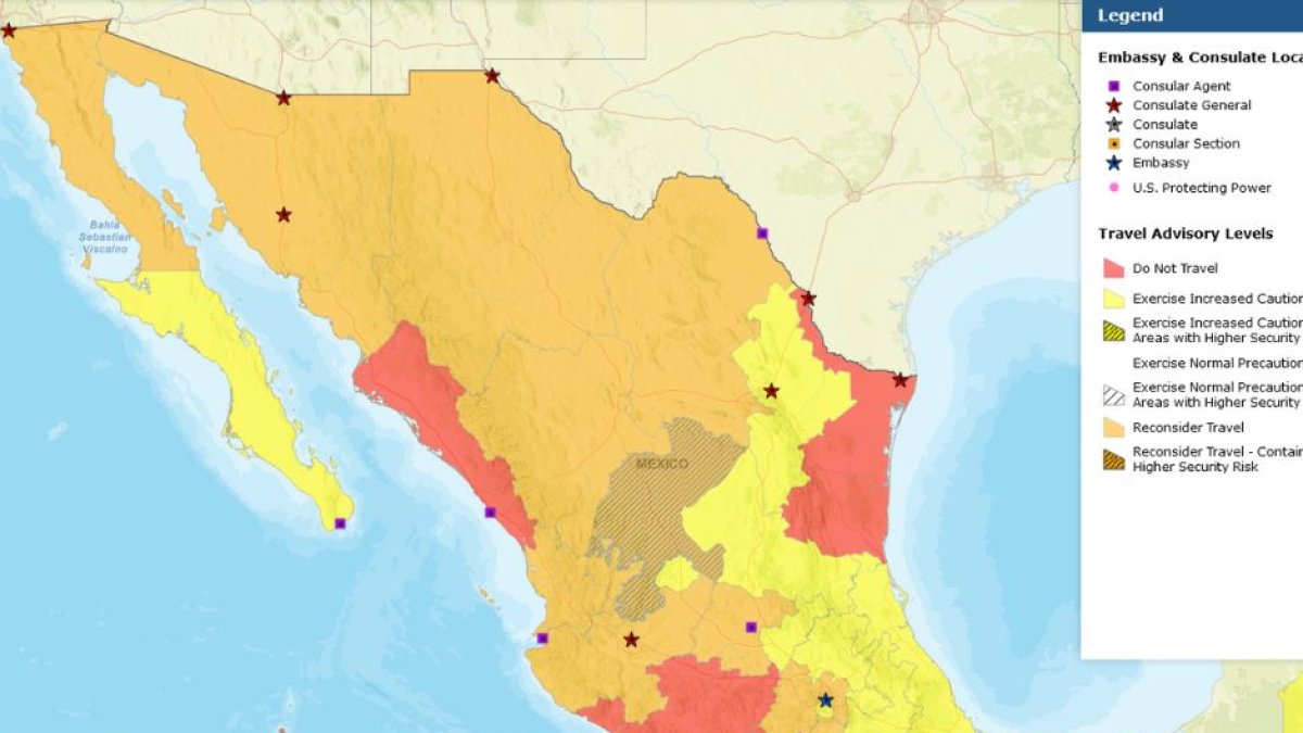 Avisos de zonas peligrosas para viajar en México
