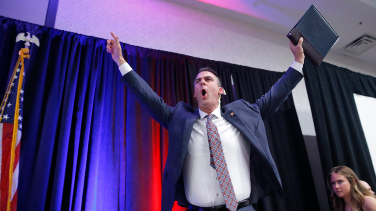 Kevin Stitt after winning the 2022 Oklahoma gubernatorial race .