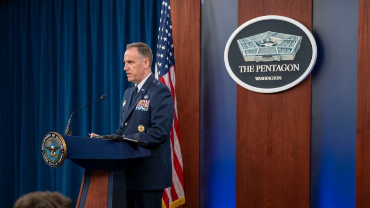 Pentagon Press Secretary U.S. Air Force Brig. Gen. Pat Ryder conducts a press briefing at the Pentagon, Washington, D.C., Aug. 31, 2023. (DoD photo by U.S. Air Force Senior Airman Cesar J. Navarro)