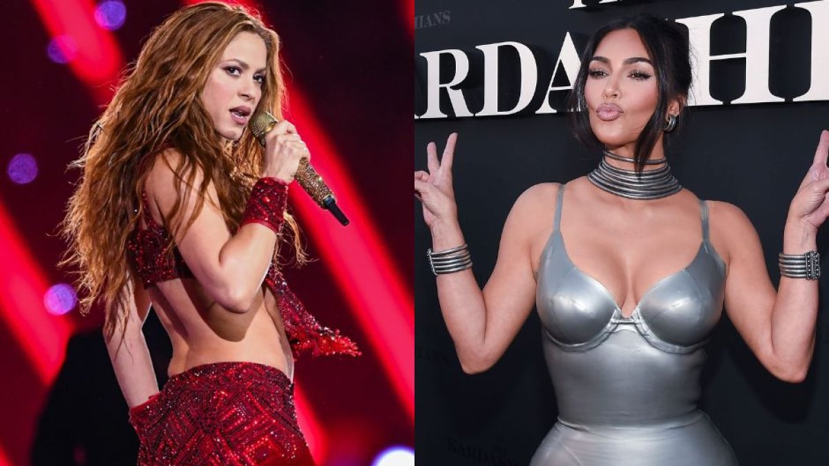 Imágenes superpuestas de Shakira y Kim Kardashian.