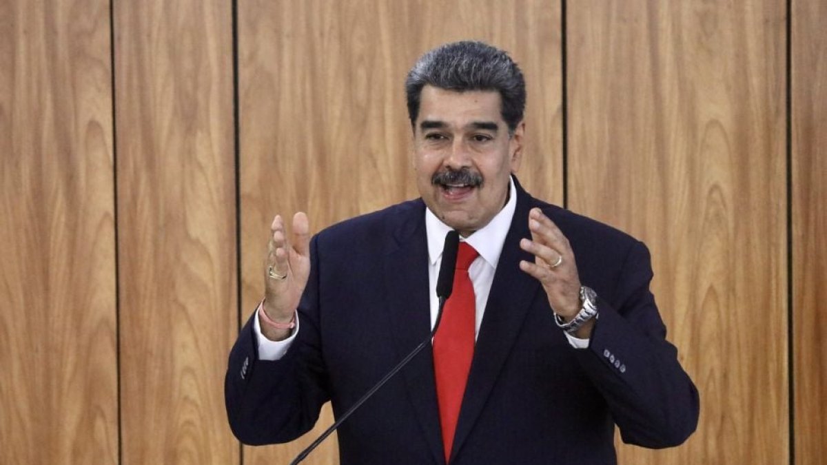 Imagen de archivo de Nicolás Maduro en un discurso en Brasil.