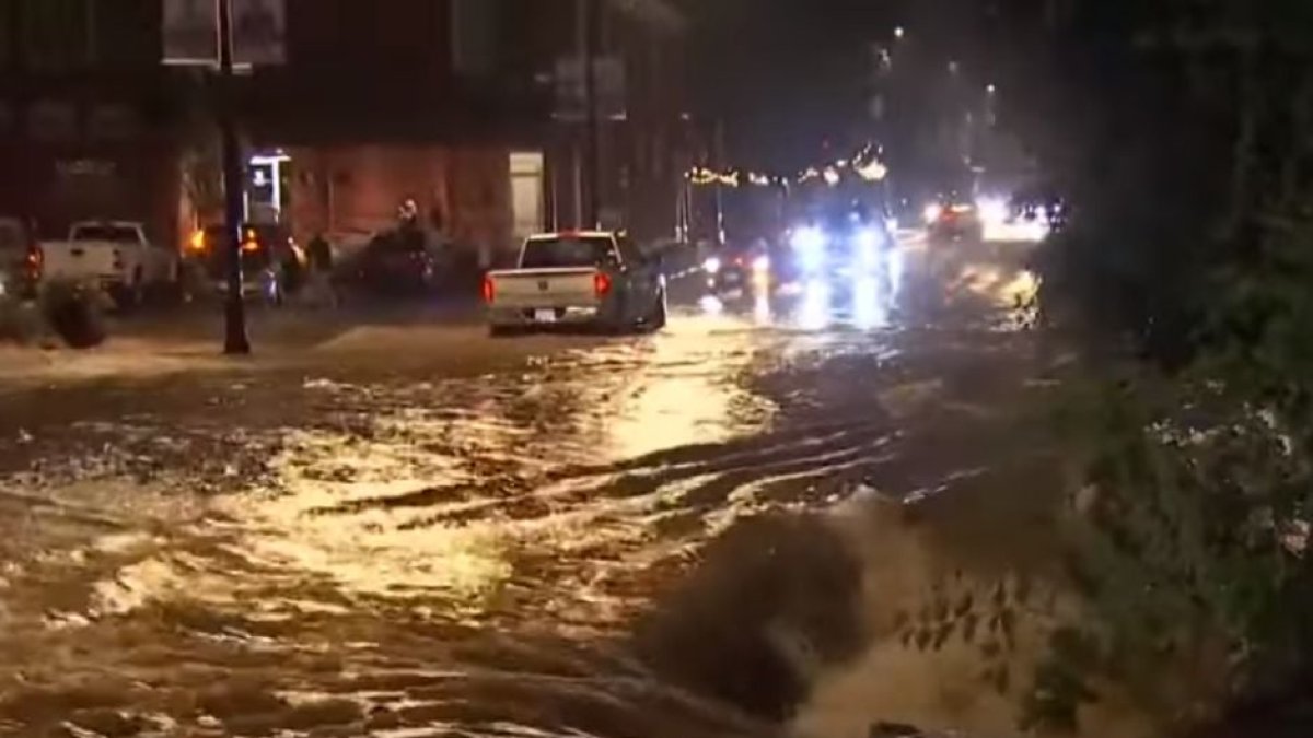 Imagen realizada el 11 de septiembre de 2023 de Leominster, una de las ciudades más afectadas por las inundaciones de Massachusetts.