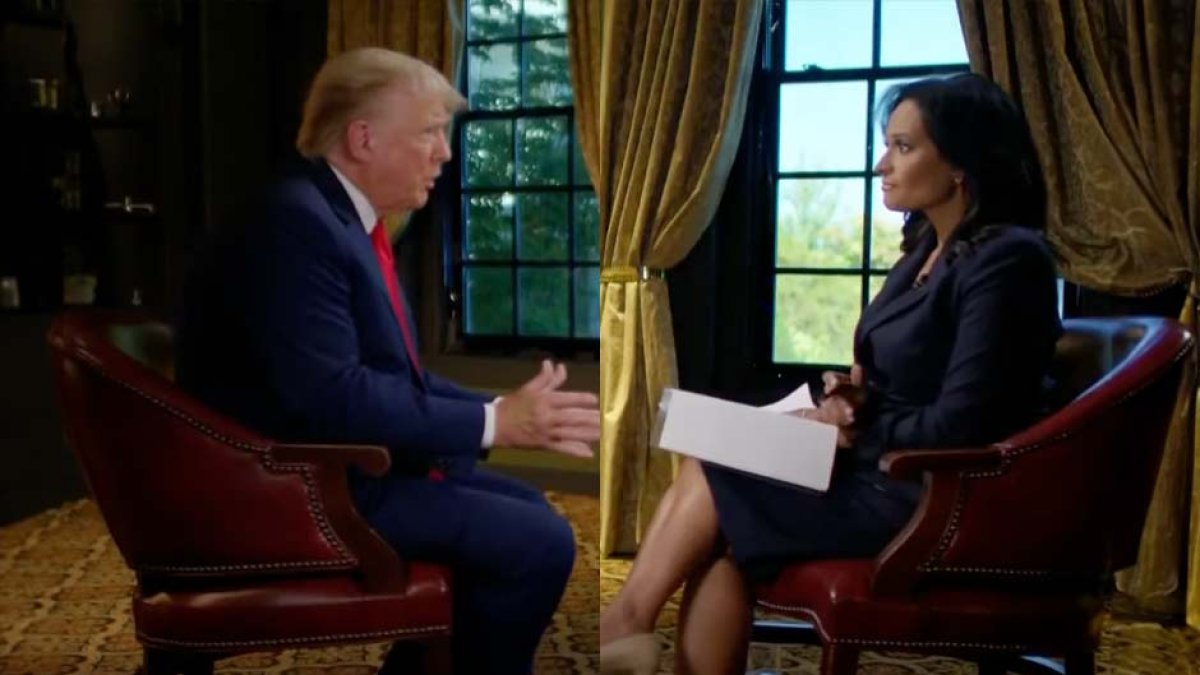 Donald Trump con la presentadora Kristen Welker. / Captura de pantalla