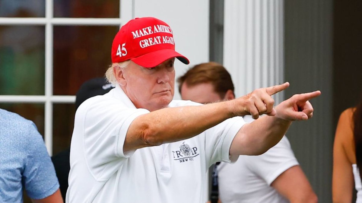 Donald Trump, durante el torneo de golf LIV Golf Invitational Series Bedminster.