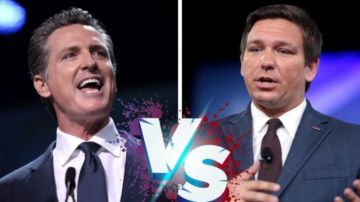 Montaje de Gavin Newsom y Ron DeSantis. Ambos protagonizarán un debate el próximo 30 de noviembre en Fox News.