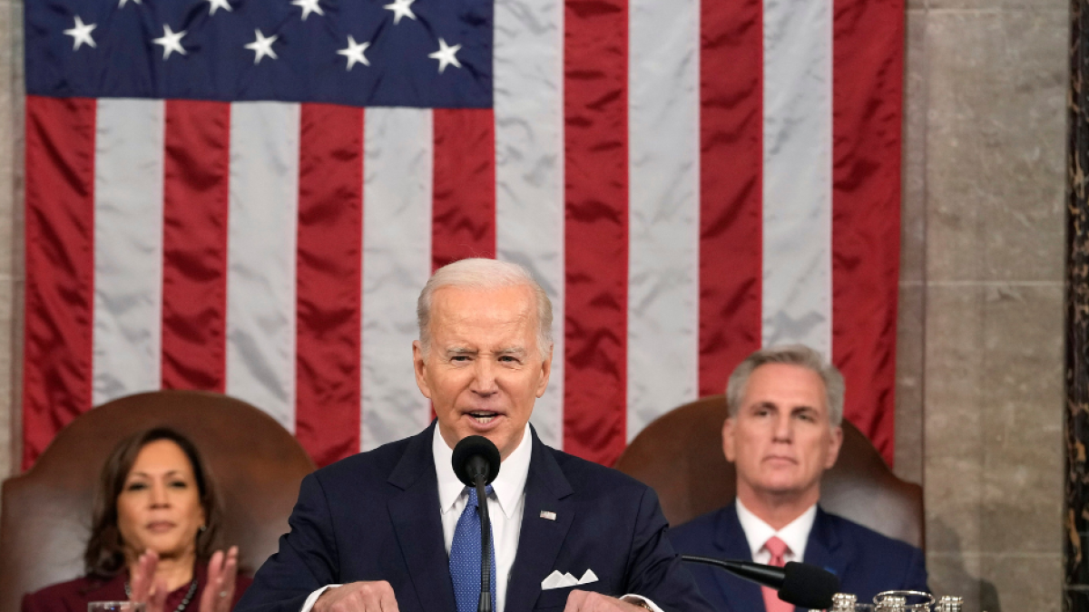 Imagen de Joe Biden durante su intervención ante el Congreso para pronunciar su segundo Discurso sobre el Estado de la Unión el 7 de febrero de 2023.