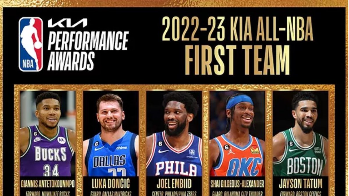 Fotomontaje del quinteto del año de la NBA.