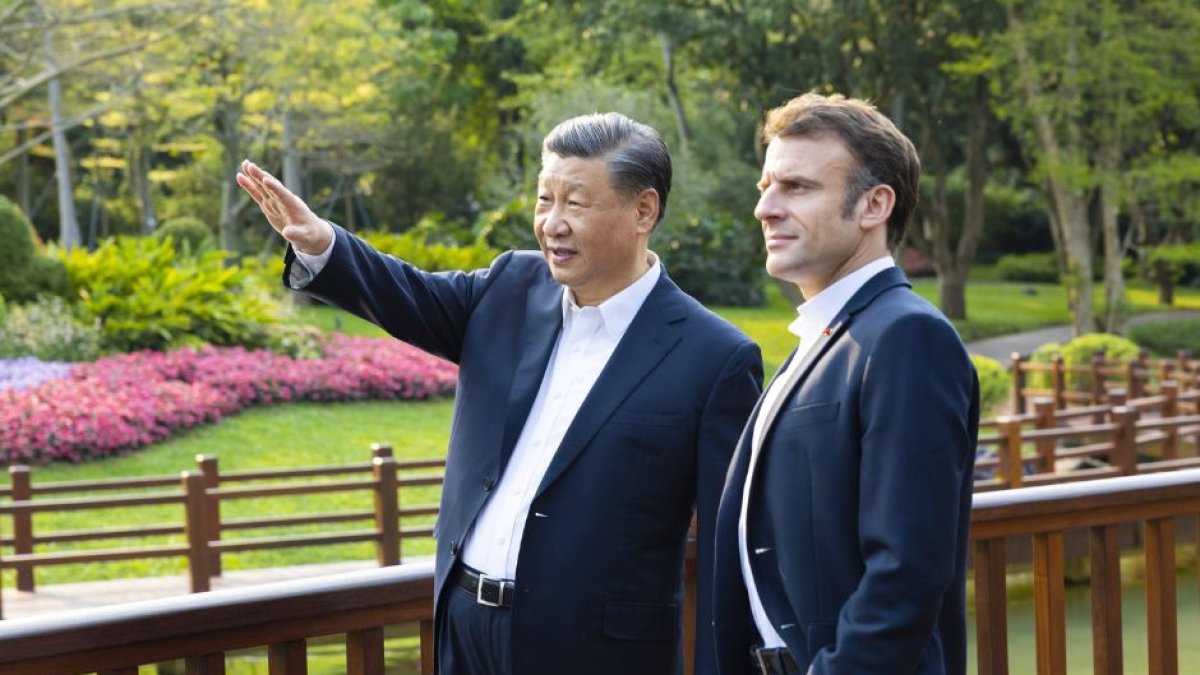 Macron y el presidente chino Ji Xinping en