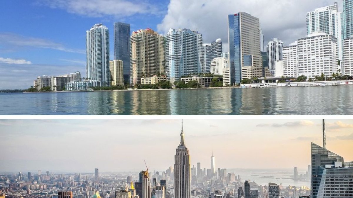 Miami (arriba) y Nueva York (abajo).
