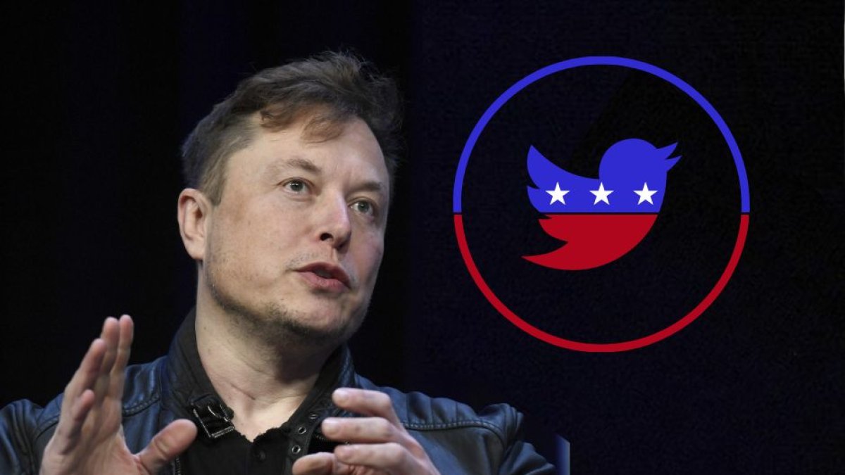 Imagen de Elon Musk con el logo de Twitter pintado con los colores del icónico elefante del Partido Republicano.