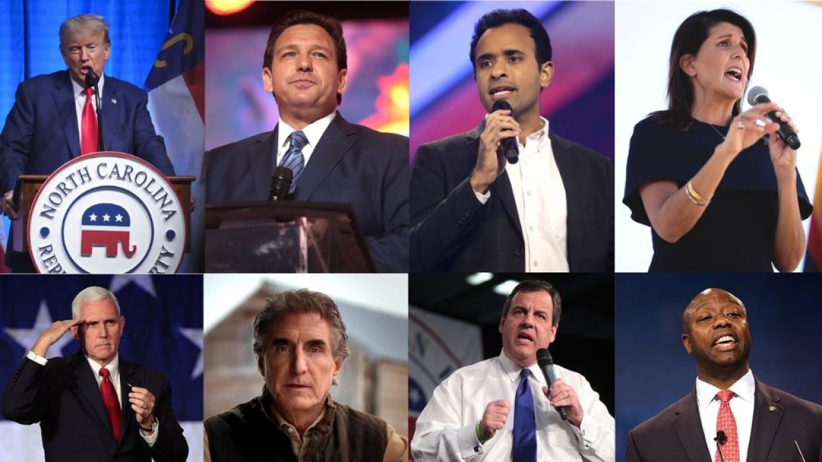 Candidatos que participan en el debate republicano.