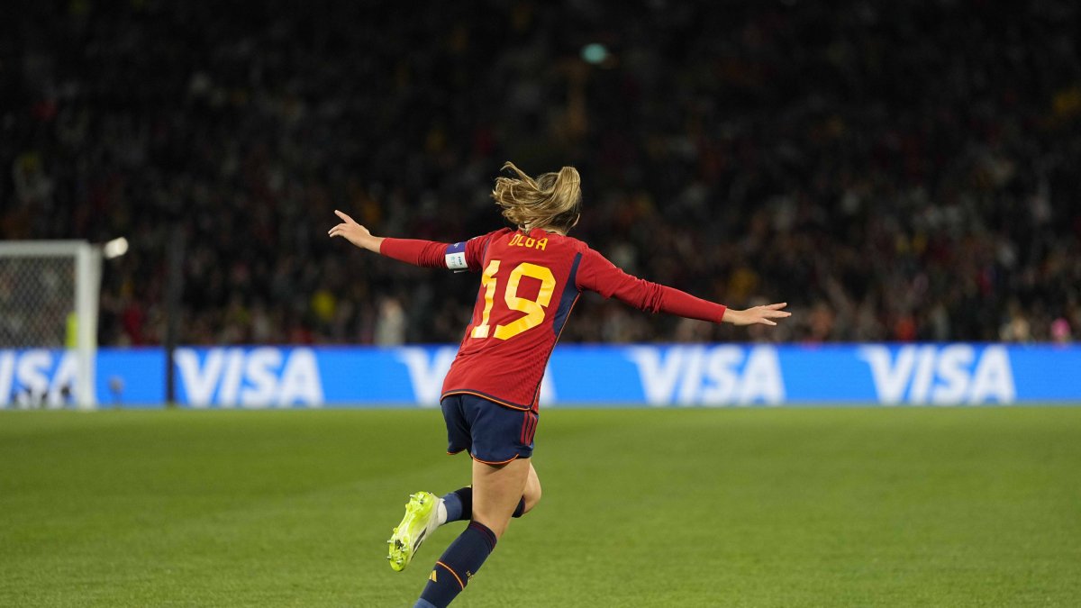 Olga Carmona celebra el gol de la victoria frente a Inglaterra en el Mundial de Fútbol femenino.