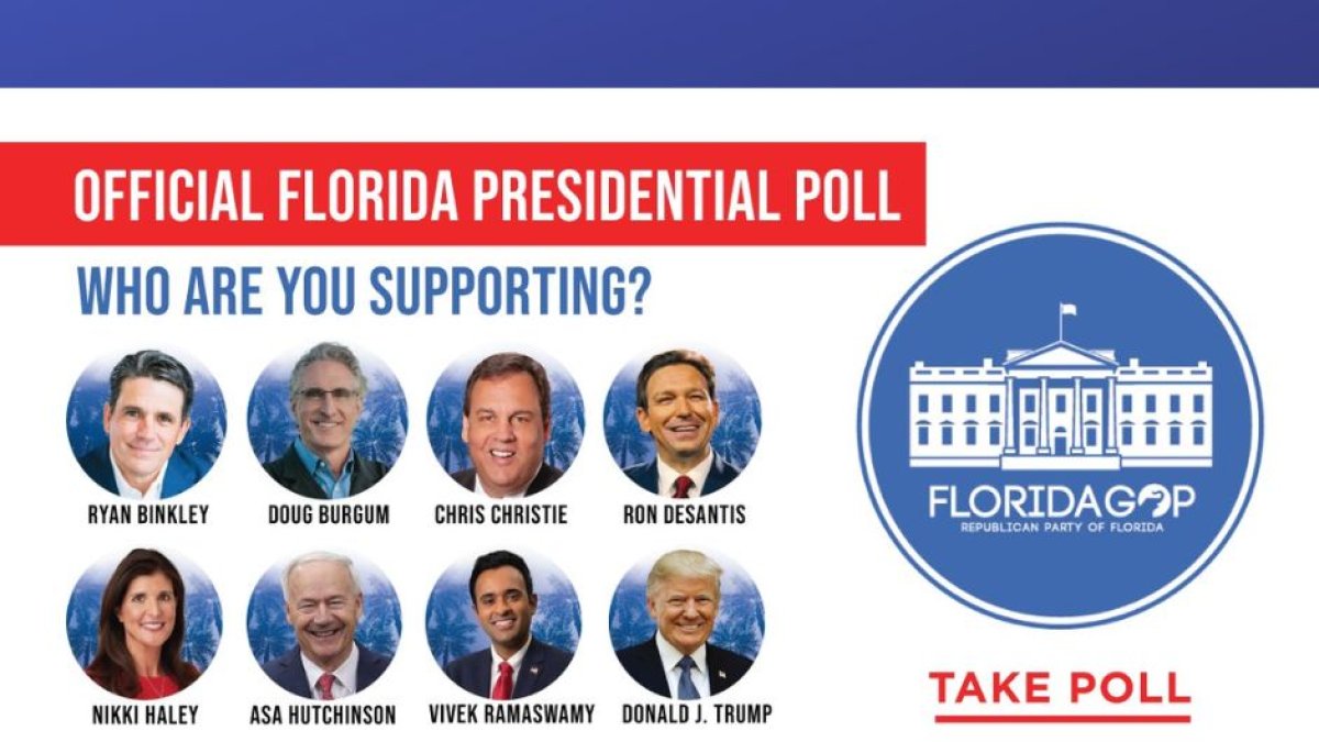 Cartel del GOP de Florida con los 8 candidatos definitivos.