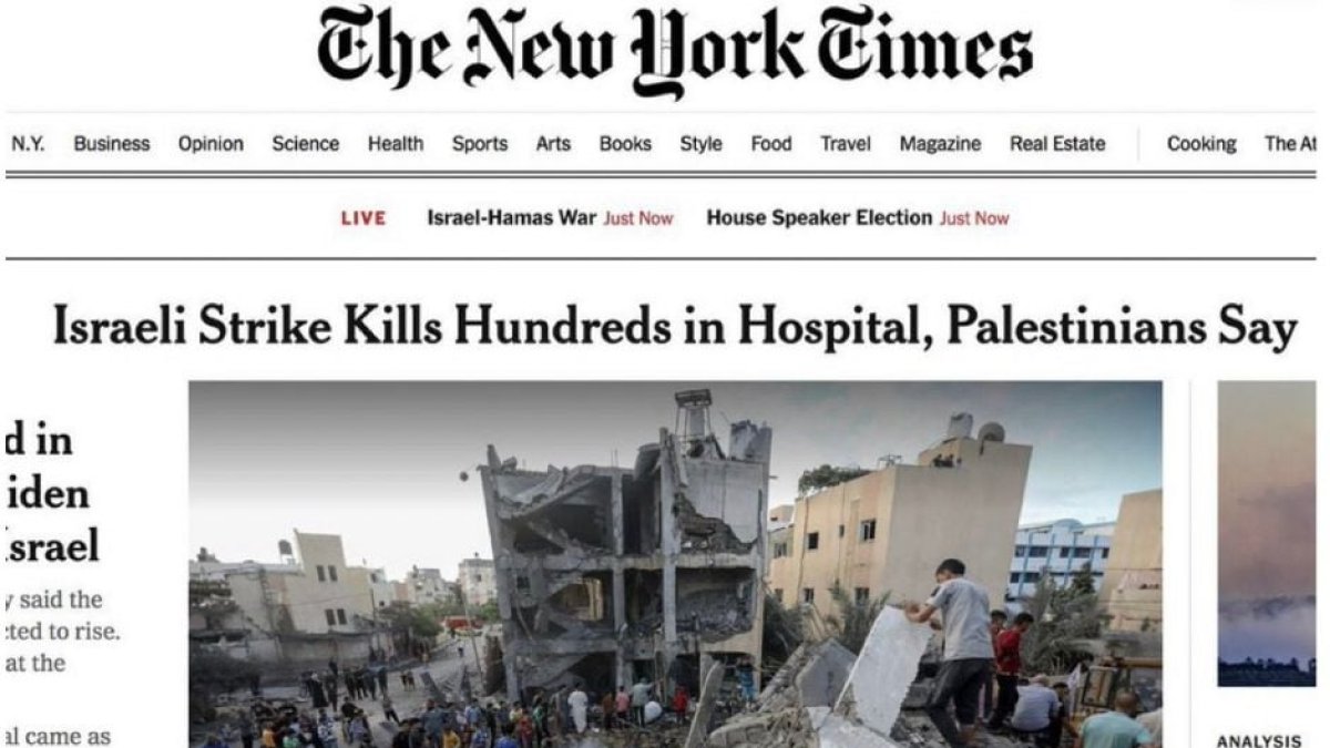Titular falso del New York Times sobre la guerra en Israel