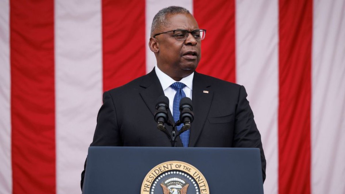 United States Secretary of Defense Lloyd Austin speaks during a Memorial Day address at Arlington National Cemetery in Arlington, Virginia, US, on Monday, May 29, 2023. President Biden and Speaker of the US House of Representatives Kevin McCarthy (Republican of California) expressed confidence that their debt-ceiling deal will pass Congress, averting a historic US default while setting a course for federal spending until after the 2024 election. Credit: Ting Shen / Pool via CNP
