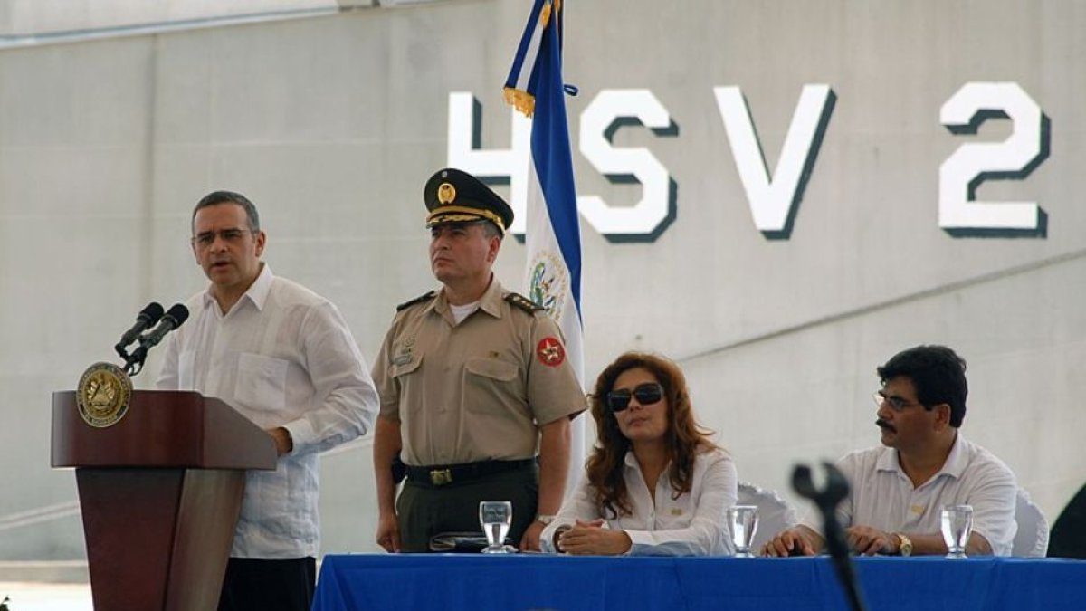 El Salvador President Don Mauricio Funes speaks during a ceremony to commemorate the grand opening of a new pier at La Union Port.