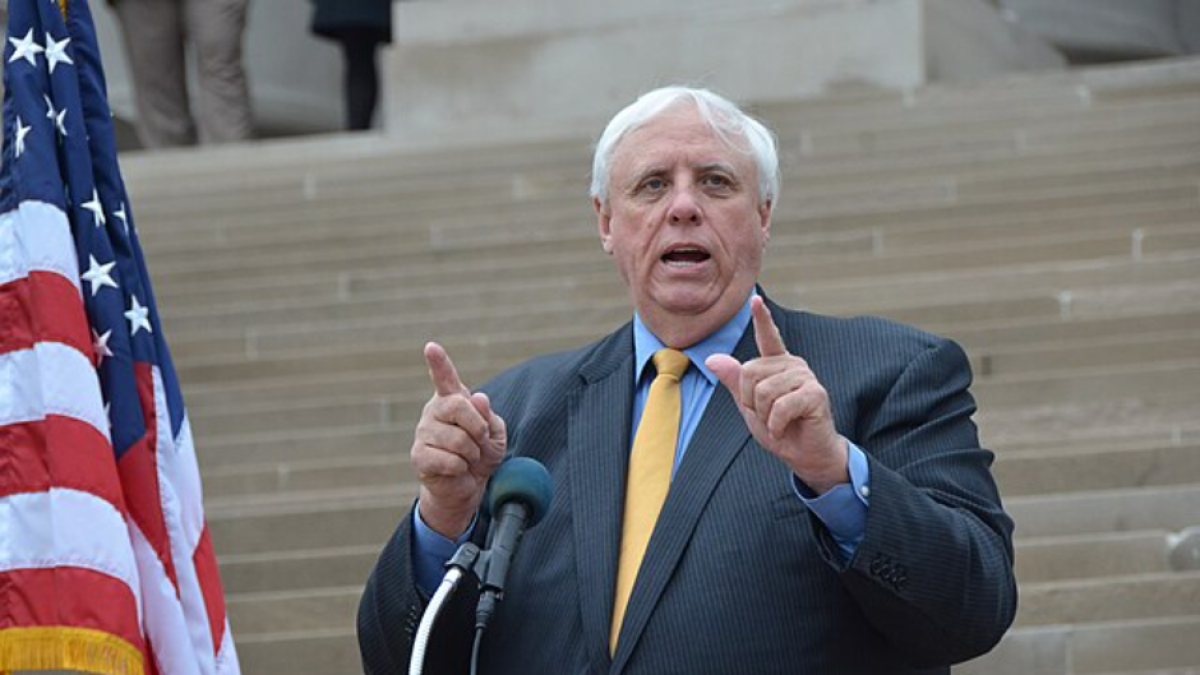 Governor Jim Justice spoke on the steps of the Capitol.