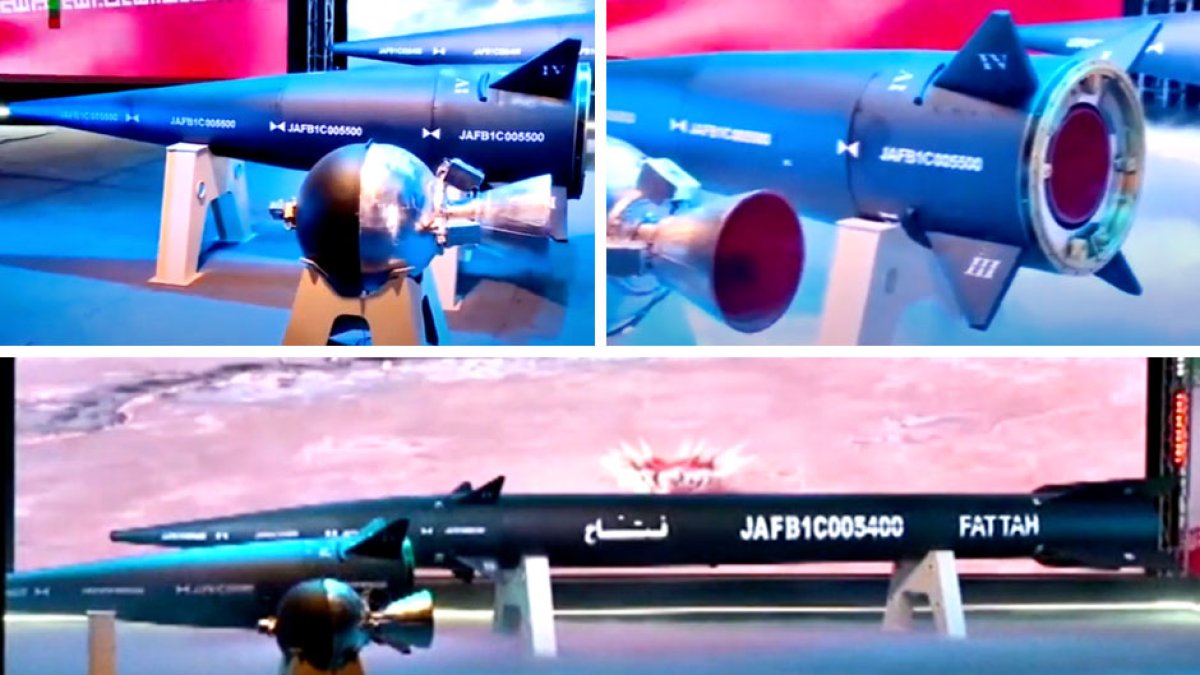 Captura de pantalla del misil 'Fatah', presentado en Teherán.