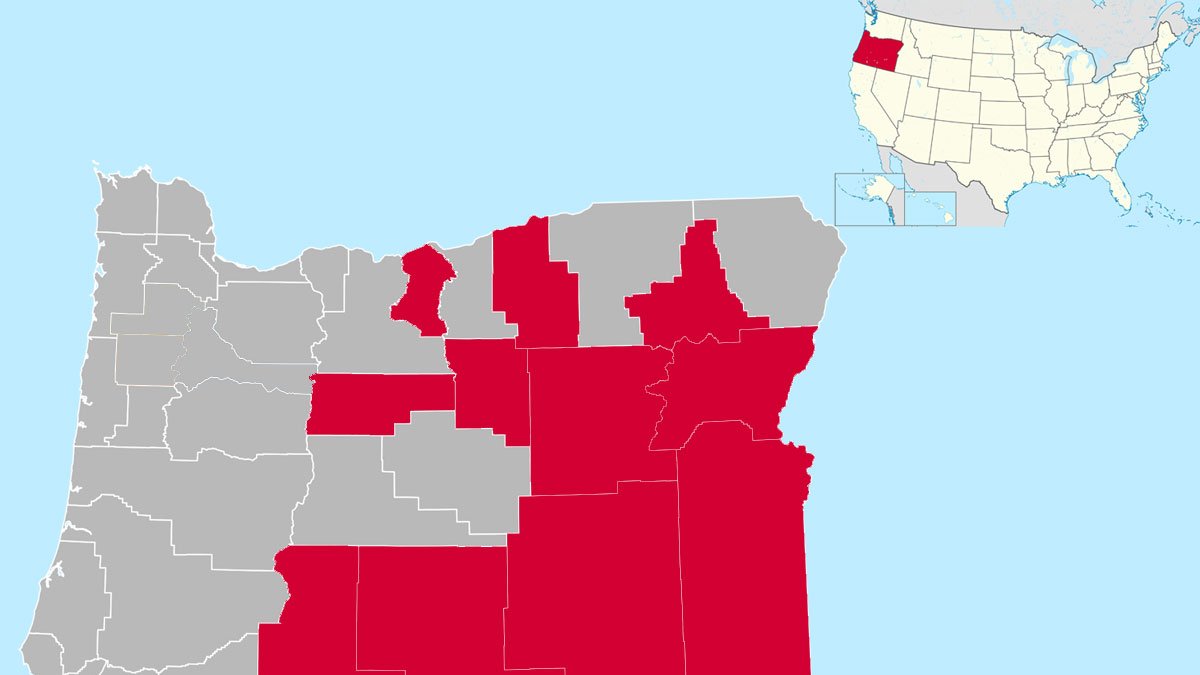 Mapa del movimiento 'Gran Idaho' por el que varios condados de Oregón podrían formar parte de Idaho.