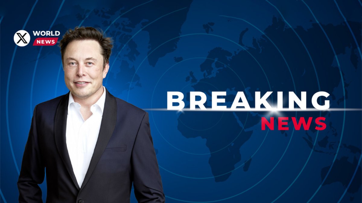Montaje realizado por Voz Media de Elon Musk como presentador del nuevo canal informativo de X.