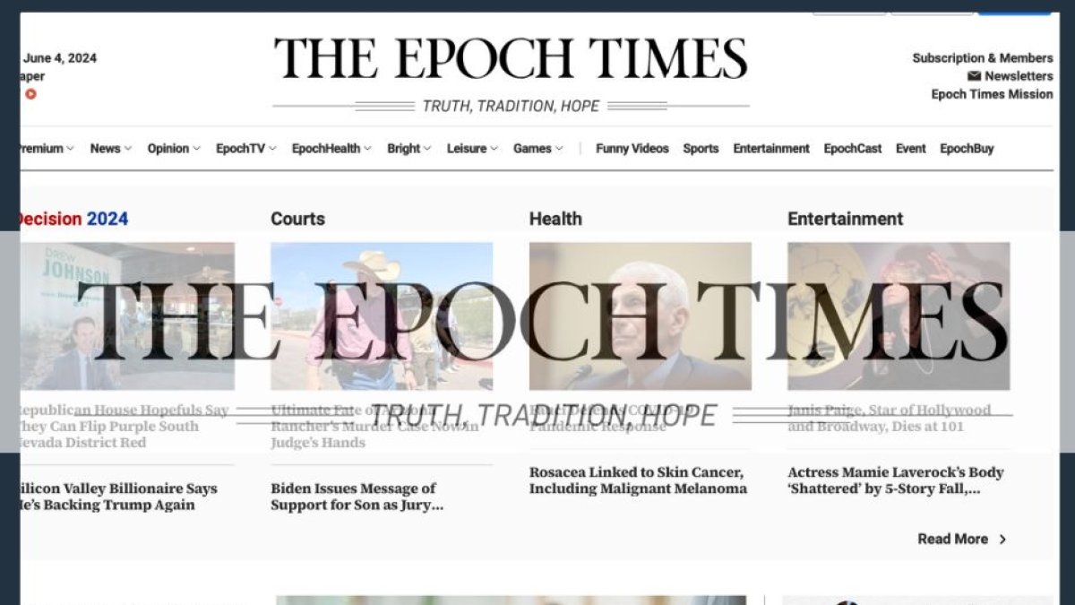 Captura de pantalla de la página web de The Epoch Times.