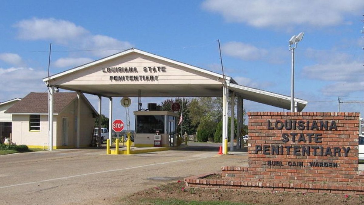 The entrance to the Louisiana State Penitentiary - The placard says 
