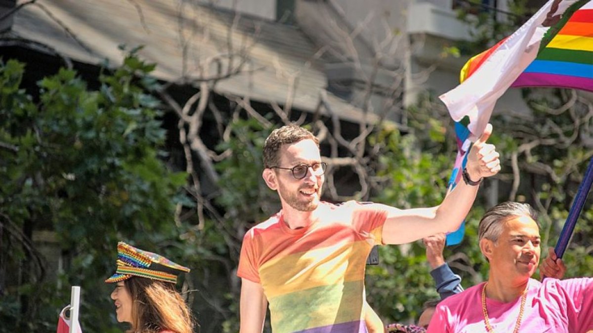 Scott Wiener, during the 2022 Pride parade.