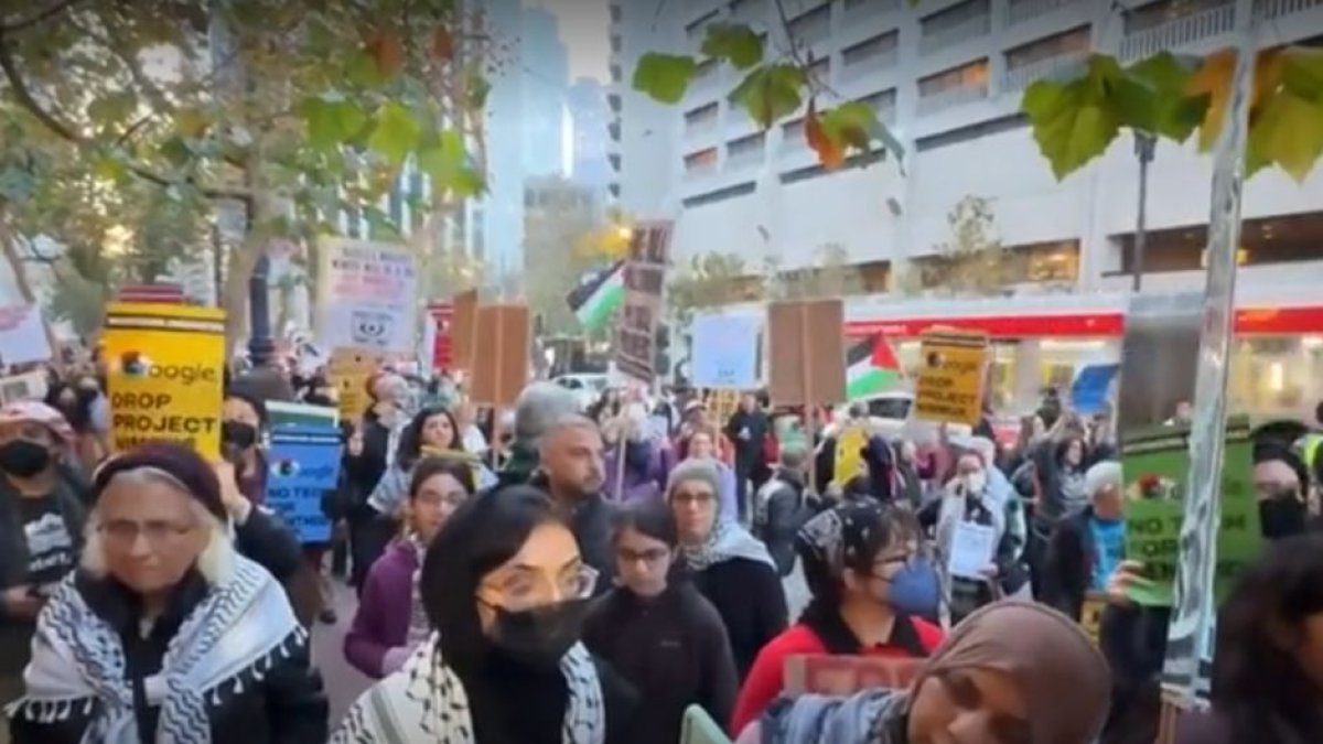 Trabajadores de Google protestan a favor de Palestina