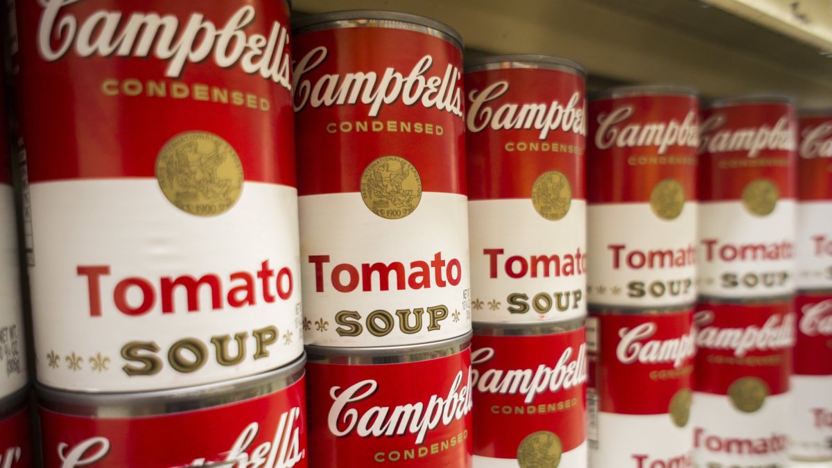 Cans of Campbell's Tomato Soup are seen in a supermarket in New York on Thursday, November 21, 2013. The Campbell Soup Co. announced it would reorganize its business into product divisions as opposed to brands or geographically. Soup sales are decreasing and the company is branching into other products.