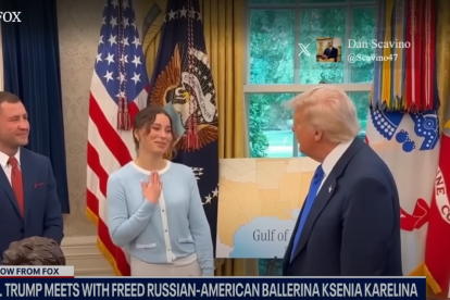 President Trump greets Ksenia Karelina.