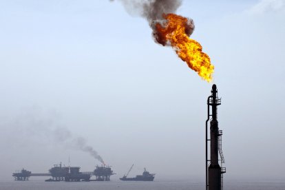 Pemex oil platform in the Caribbean Sea.