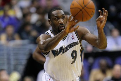 Gilbert Arenas, durante un partido con los Washington Wizards en 2010