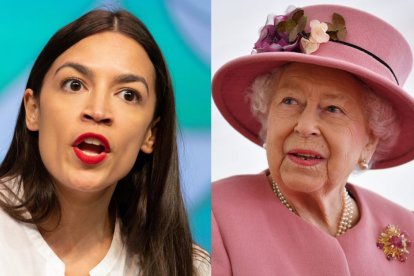 Alexandria Ocasio-Cortez y Reina Isabel II