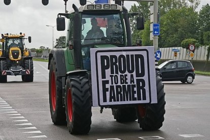 Tractor en una protesta