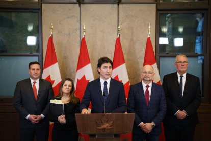 El primer ministro de Canadá, Justin Trudeau, durante una rueda de prensa.