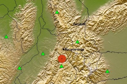 Localización del epicentro del terremoto en colombia.