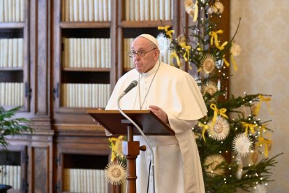 Pope Francis in his studio at the Vatican